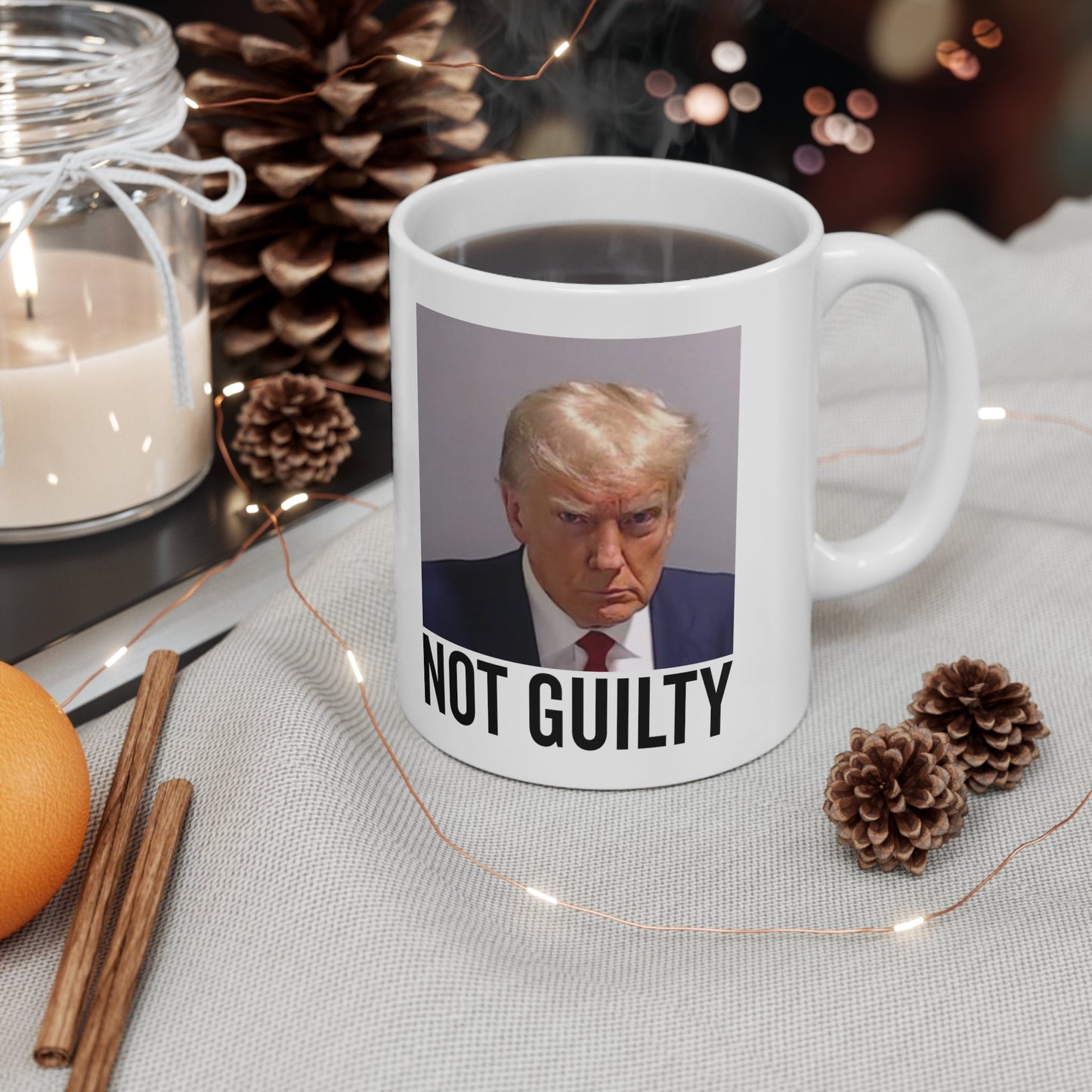 Trump Not Guilty Georgia Trump Mugshot Picture Mug Ceramic Mug 11oz - Funny Gift Trump Booking Photo Georgia Pro Trump Mugshot Mug