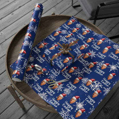 Comically Confused Biden Christmas Blue Wrapping Paper Happy Easter - Santa Biden - Let's Go Brandon Pro Trump Wrapping Paper