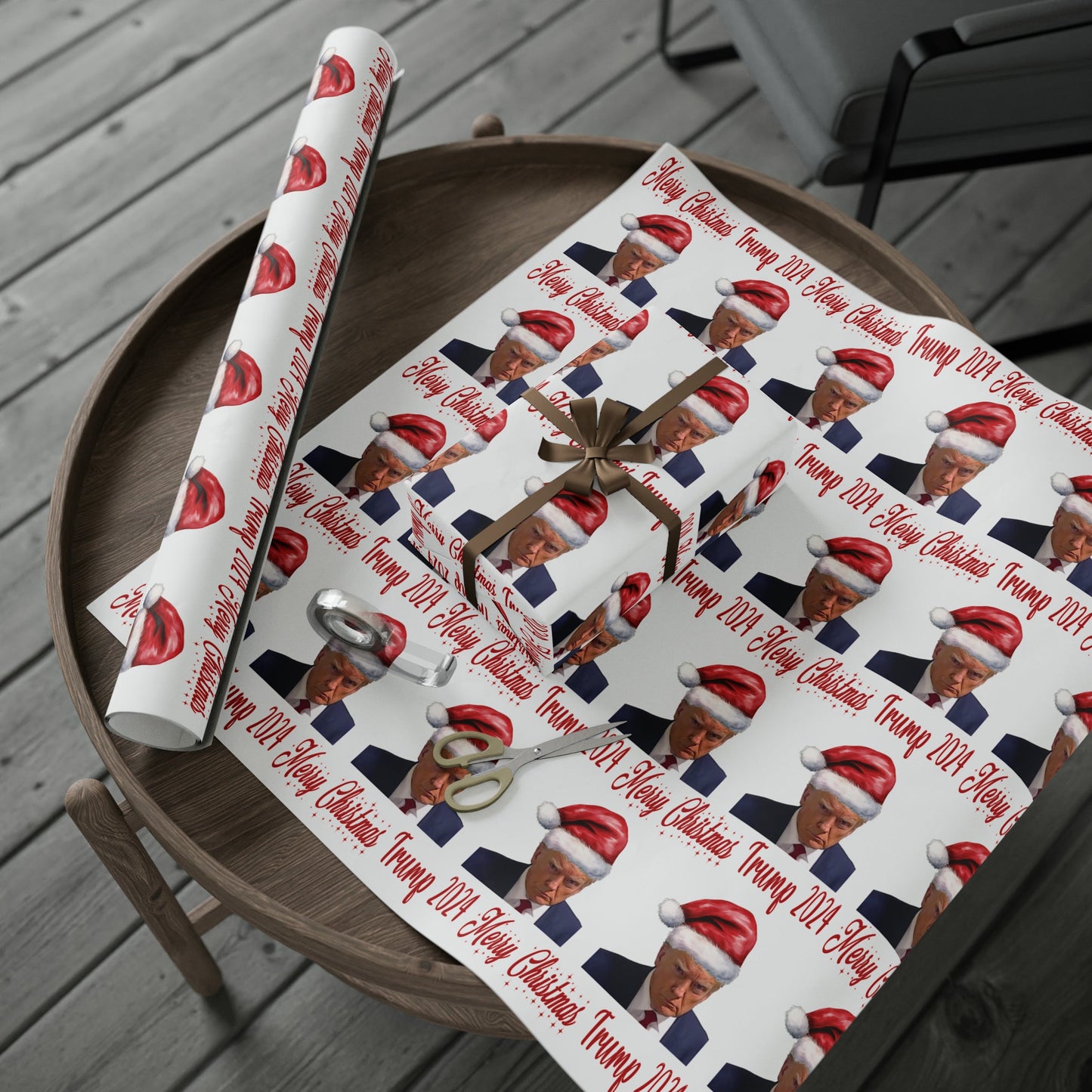 Santa Trump Mugshot Gift Wrap Merry Christmas Gift Wrap Trump 2024 Trump Wrapping Paper Trump Christmas Funny Gift Wrap MAGA Trump