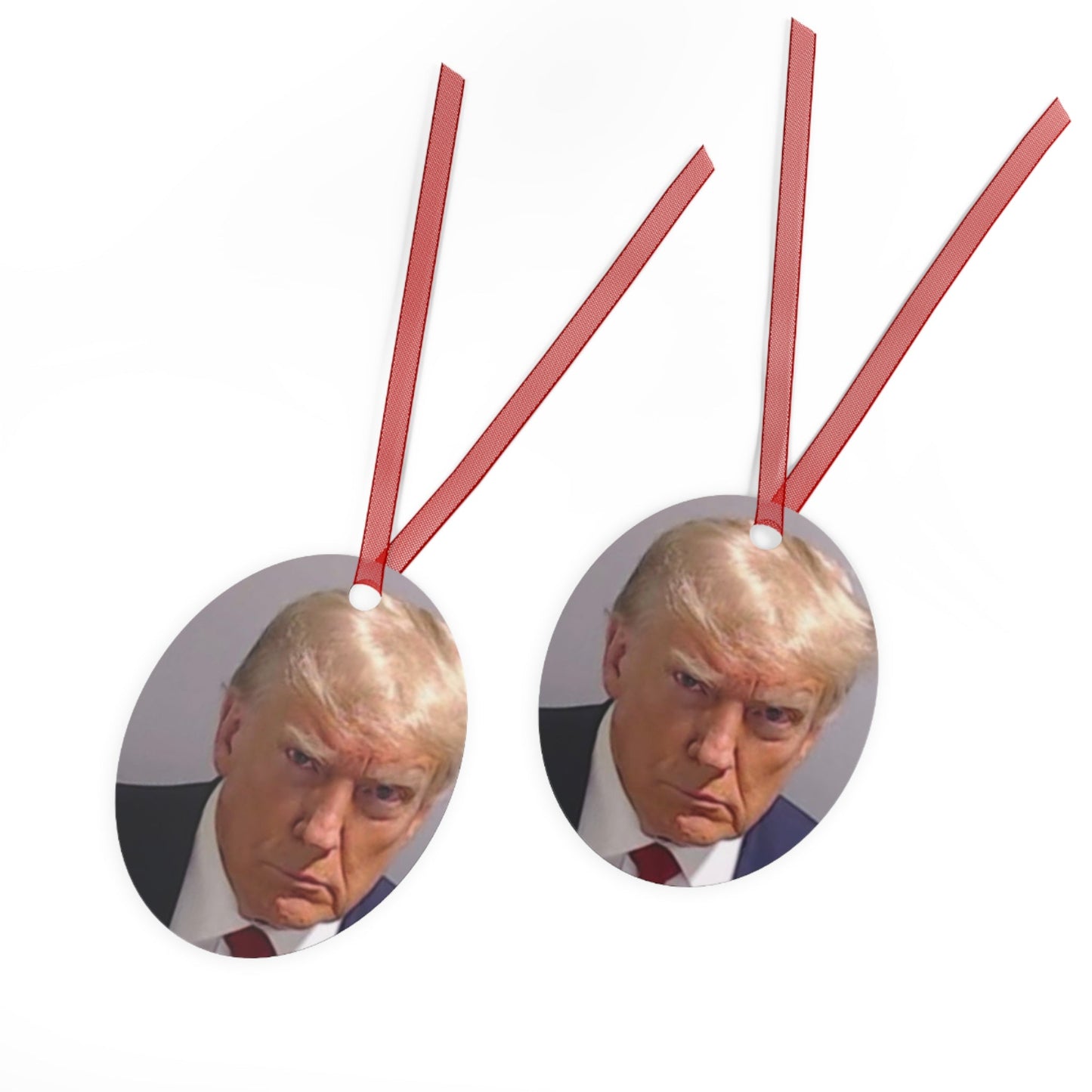 The Trump Mugshot 2023 Keepsake Metal Ornaments Double Sided - Trump Ornament Trump Christmas Trump Keepsake Trump Gift Trump Georgia Photo