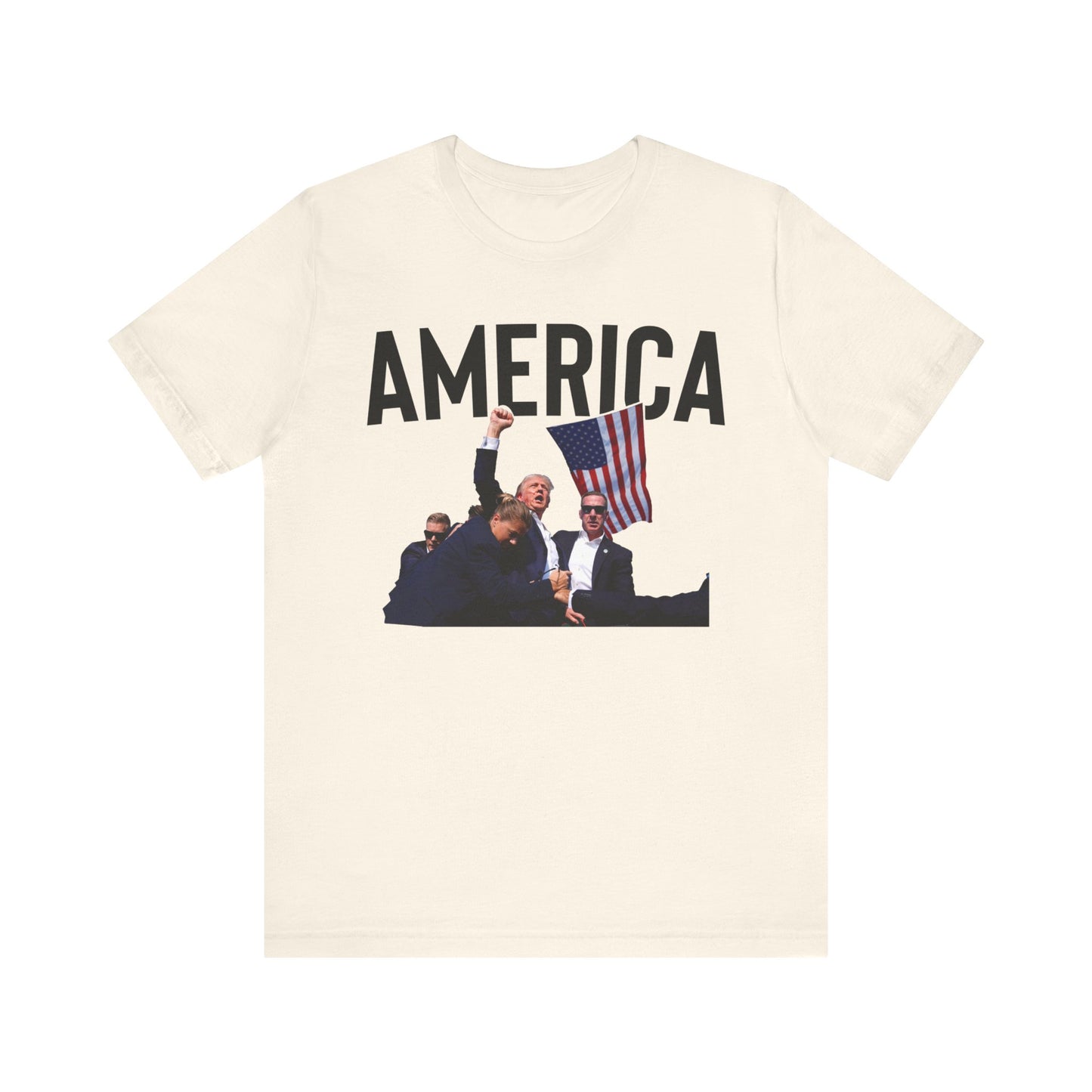 Trump America Shot Picture Shirt Bella Canvas 3001 Unisex T-Shirt, Vote Trump, Vance VP Trump, Pro Trump, Trump Photo, Trump Shirt 2024