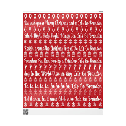 Funny Let's Go Brandon Christmas Gift Wrap Red - Brandon Gift Wrap - Funny Trump Christmas Songs Red Christmas Wrap - Great Funny Surprise