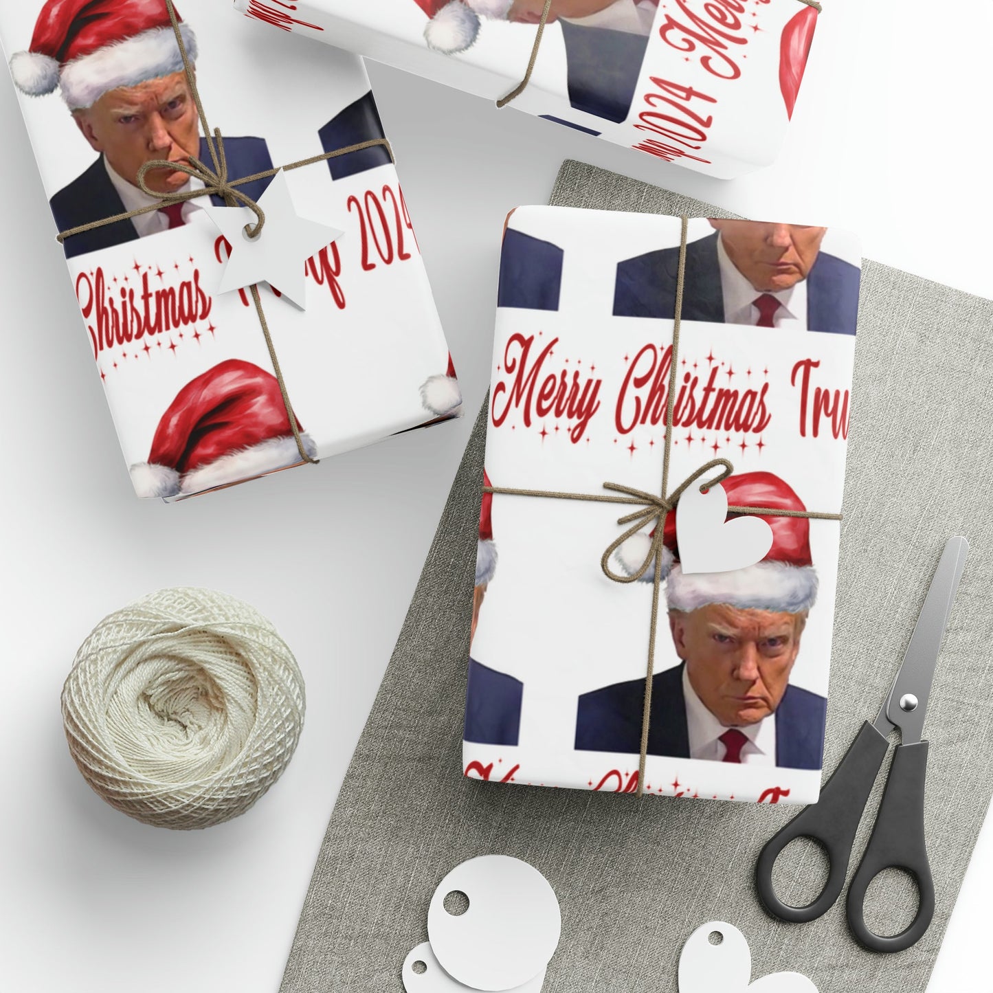 Santa Trump Mugshot Gift Wrap Merry Christmas Gift Wrap Trump 2024 Trump Wrapping Paper Trump Christmas Funny Gift Wrap MAGA Trump