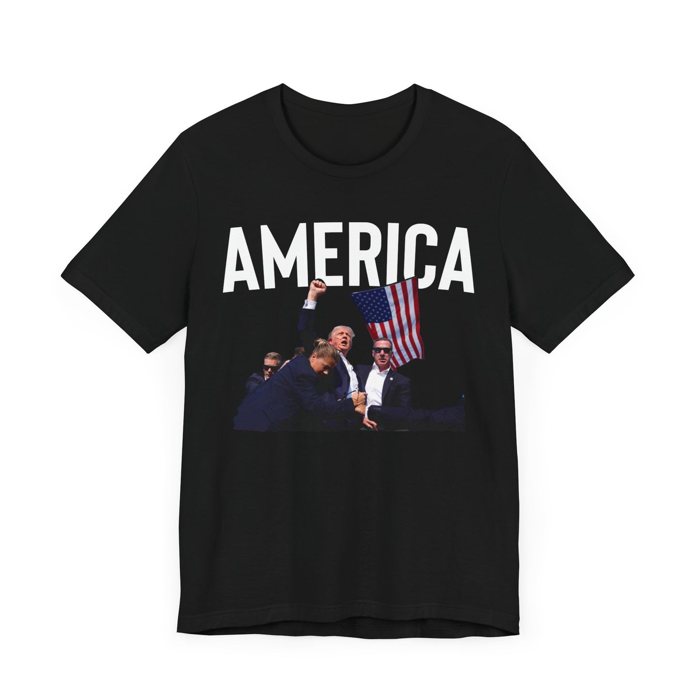 Trump America Shot Picture Shirt Bella Canvas 3001 Unisex T-Shirt, Vote Trump, Vance VP Trump, Pro Trump, Trump Photo, Trump Shirt 2024