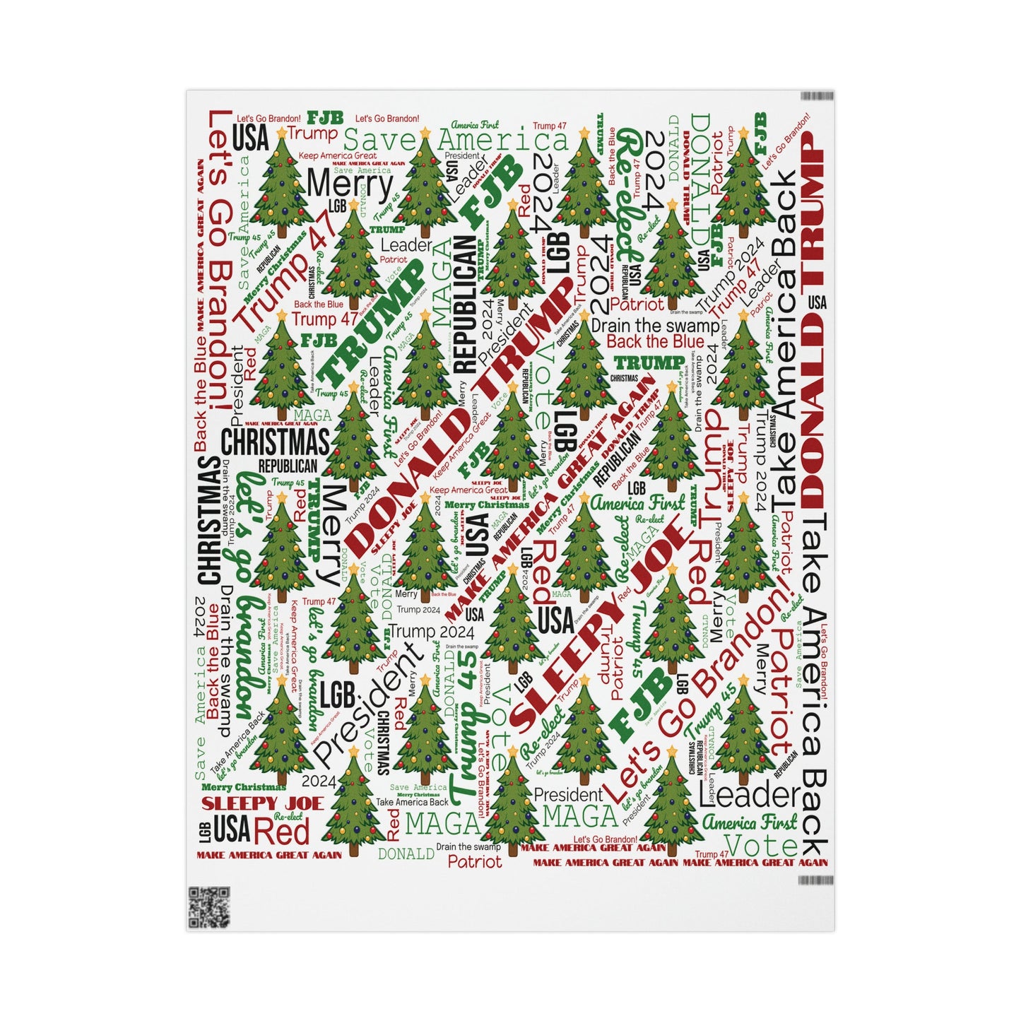 Christmas Word Wrap Trump Gift Wrap for Gifts Christmas - Let's Go Brandon Gift Wrap - Maga Save America Trump Theme Gift Wrap Trump 2024