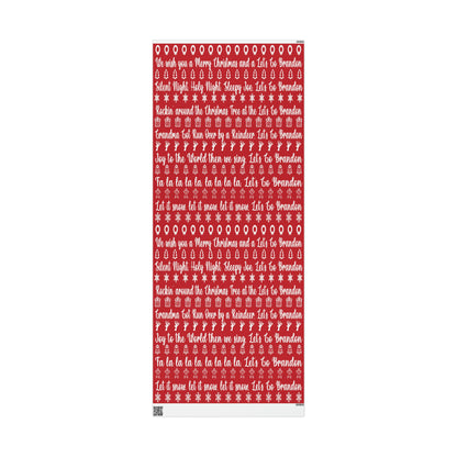 Funny Let's Go Brandon Christmas Gift Wrap Red - Brandon Gift Wrap - Funny Trump Christmas Songs Red Christmas Wrap - Great Funny Surprise