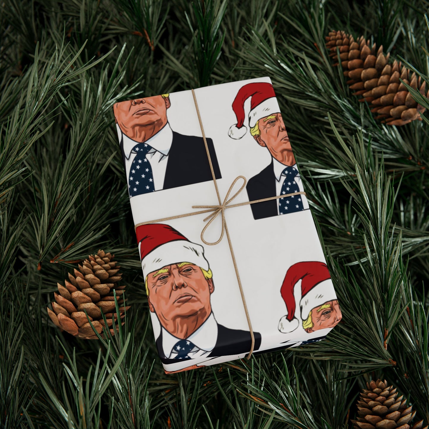 Santa Trump Wrapping Paper for Gifts - Pro Trump Christmas Gift Wrap Let's Go Brandon Maga Gift Wrap Christmas Trump 2024 Santa Hat LGB