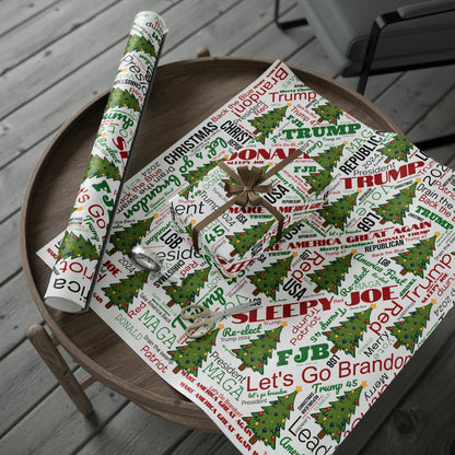 Christmas Word Wrap Trump Gift Wrap for Gifts Christmas - Let's Go Brandon Gift Wrap - Maga Save America Trump Theme Gift Wrap Trump 2024