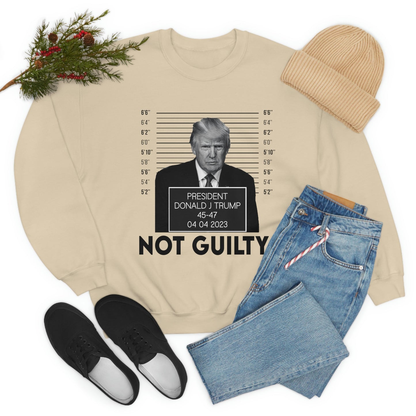 Trump Mugshot Not Guilty Sweatshirt Unisex Heavy Blend Crewneck Sweatshirt