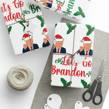 Top Trump Christmas Wrapping Paper for Gifts - Trump Maga Gift - Funny Let's Go Brandon Biden Trump Wrapping Paper Santa Trump Brandon Gift