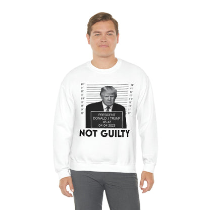 Trump Mugshot Not Guilty Sweatshirt Unisex Heavy Blend Crewneck Sweatshirt