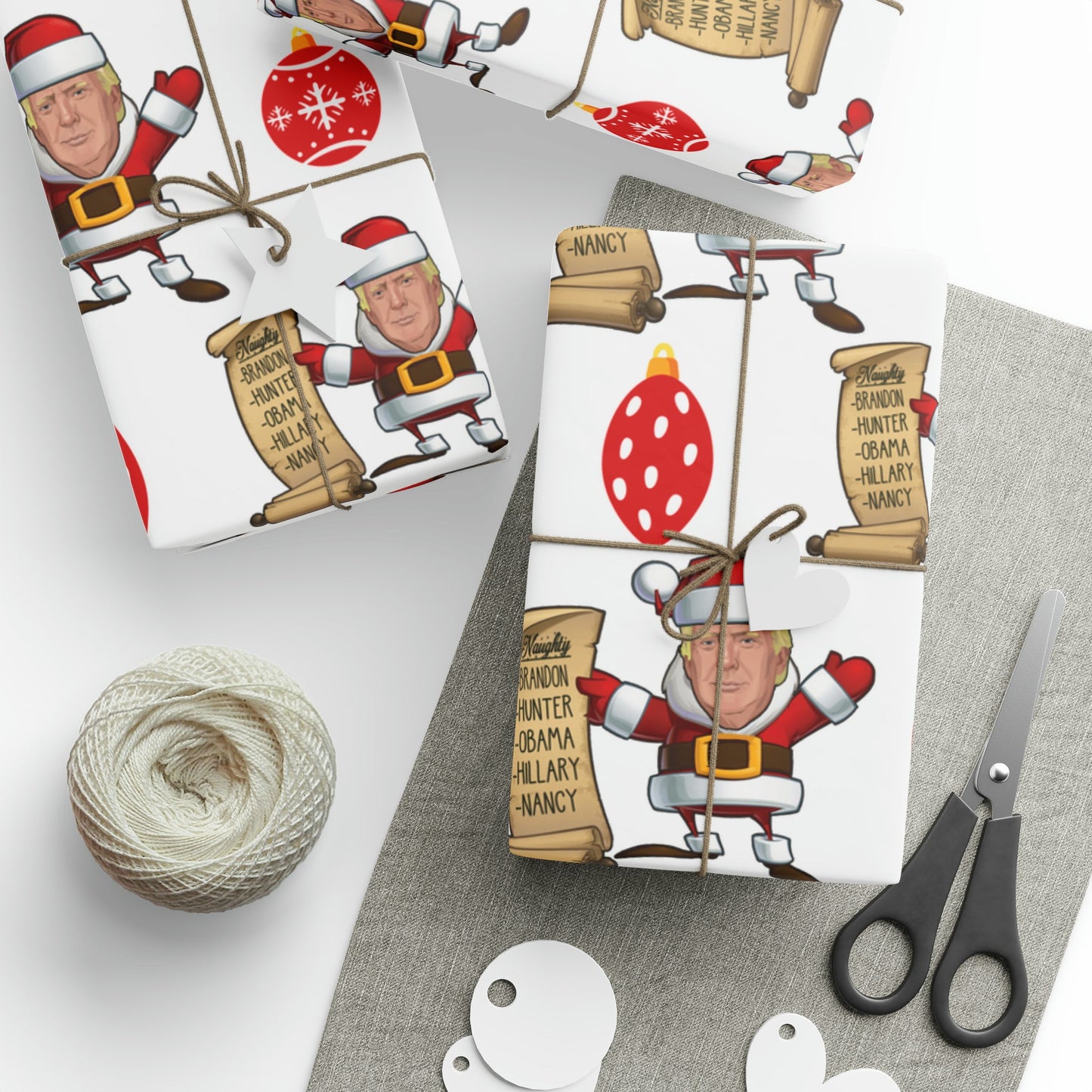 Great Santa Trump Wrapping Paper for Gifts - Trump's Naughty List Christmas Gift Wrap Let's Go Brandon Maga Gift Wrap Christmas Trump 2024