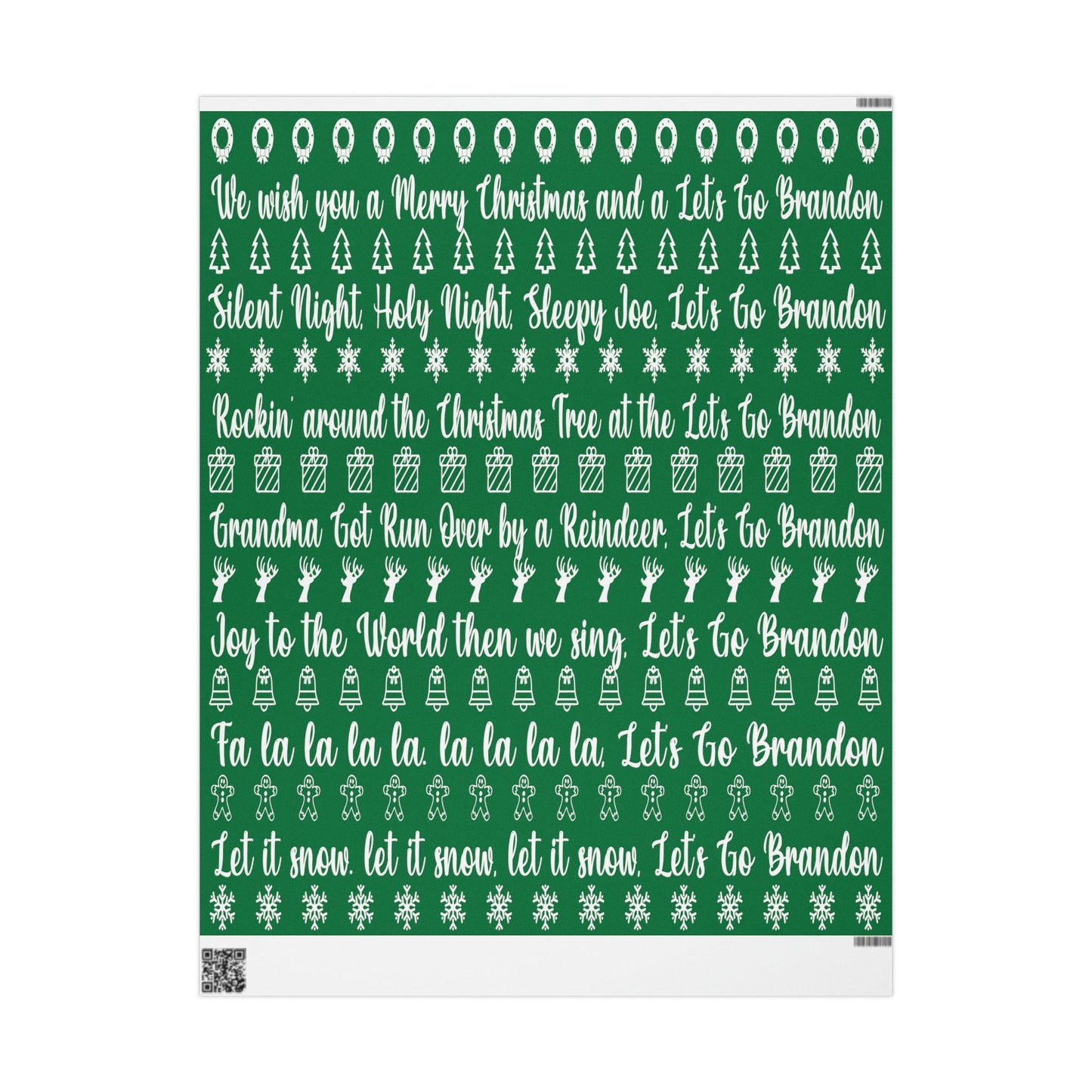 Funny Let's Go Brandon Christmas Gift Wrap Green - Brandon Trump Gift Wrap Funny Christmas Songs Green Wrapping Paper - Funny Surprise Gift