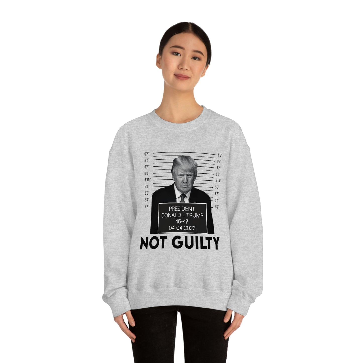 Trump Mugshot Not Guilty Sweatshirt Unisex Heavy Blend Crewneck Sweatshirt