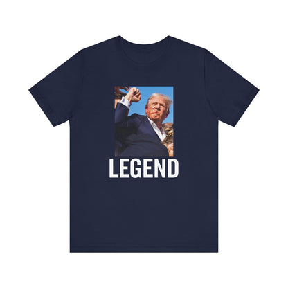 Trump the Legend 2024 Shot Picture Shirt Bella Canvas 3001 Unisex T-Shirt Vote Trump King Trump Fist Photo Pro Trump Never Surrender Shirt