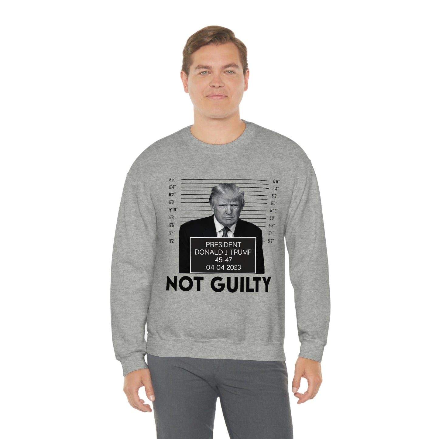 Trump Mugshot Not Guilty Sweatshirt Unisex Heavy Blend Crewneck Sweatshirt