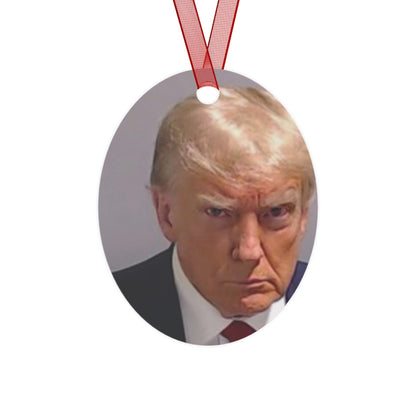 The Trump Mugshot 2023 Keepsake Metal Ornaments Double Sided - Trump Ornament Trump Christmas Trump Keepsake Trump Gift Trump Georgia Photo