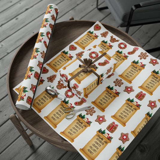 Great Funny Trump Wrapping Paper for Gifts - Pro Trump Naughty List Gingerbread Christmas Gift Wrap Let's Go Brandon Maga Gift Wrap Trump