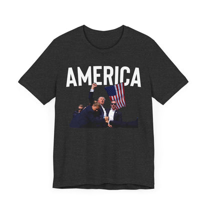 Trump America Shot Picture Shirt Bella Canvas 3001 Unisex T-Shirt, Vote Trump, Vance VP Trump, Pro Trump, Trump Photo, Trump Shirt 2024