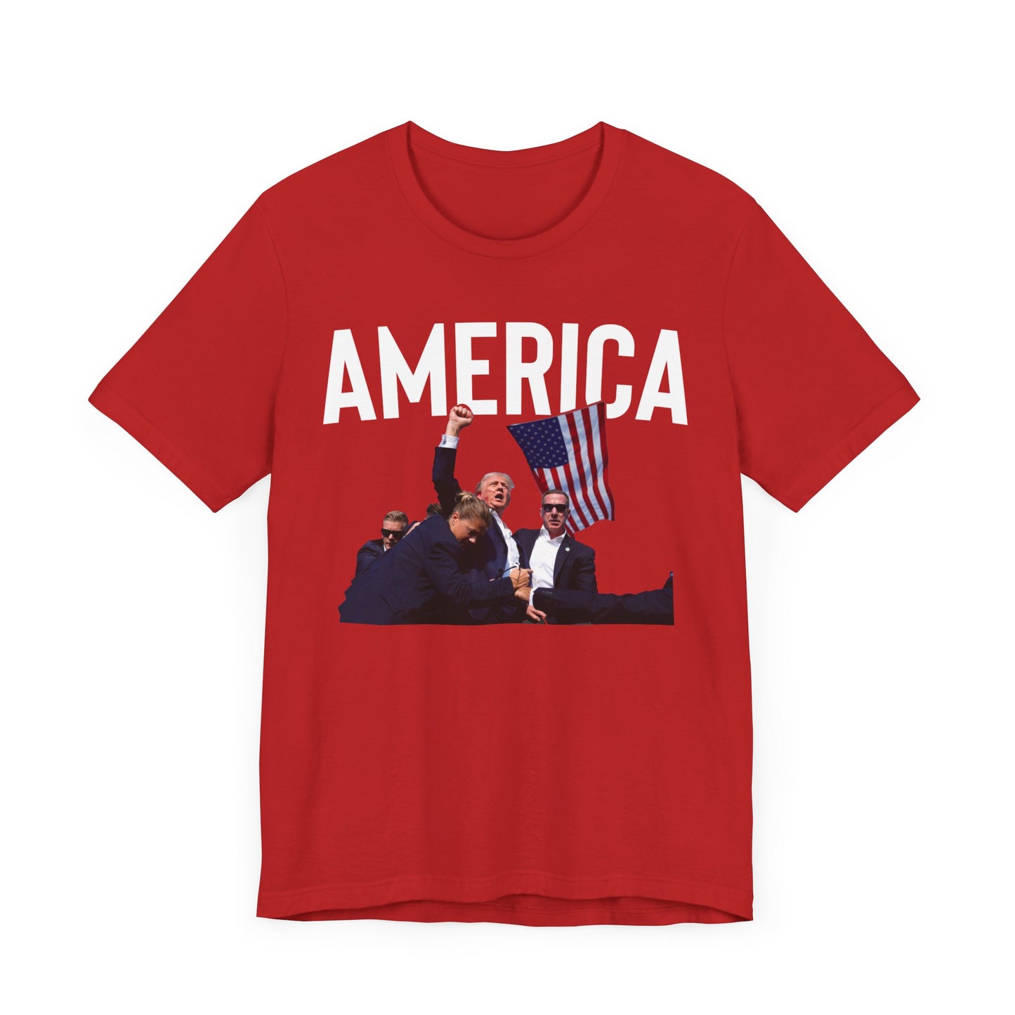 Trump America Shot Picture Shirt Bella Canvas 3001 Unisex T-Shirt, Vote Trump, Vance VP Trump, Pro Trump, Trump Photo, Trump Shirt 2024