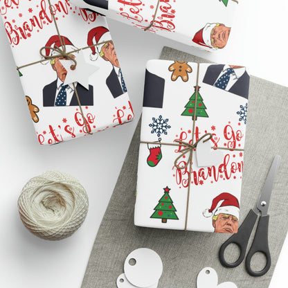 The Best Trump Wrapping Paper for Gifts - Pro Trump Let's Go Brandon Christmas Gift Wrap Brandon Maga Gift Wrap Santa Trump Republican Gift