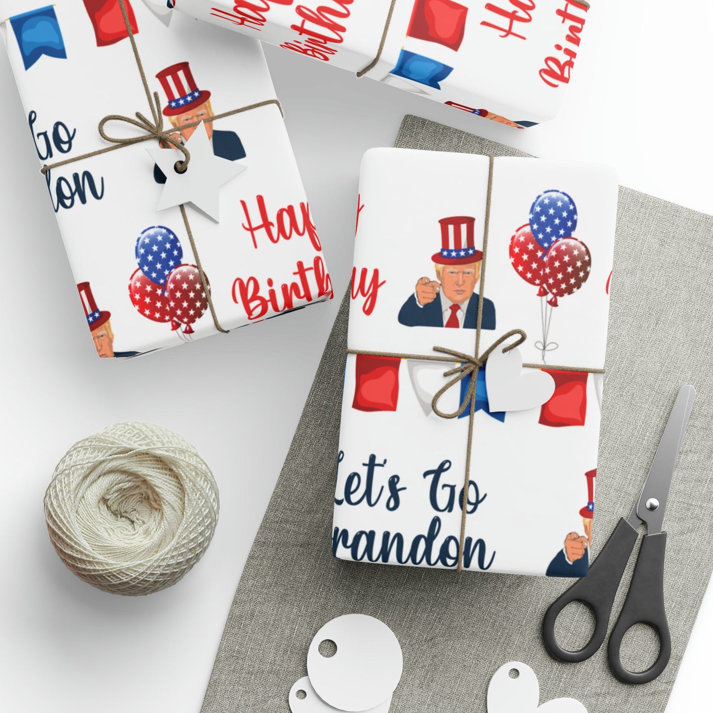 Top Trump Birthday Wrapping Paper for Gifts - Trump Maga Gift - Funny Let's Go Brandon Biden Trump Funny Wrapping Paper for Birthday Gifts