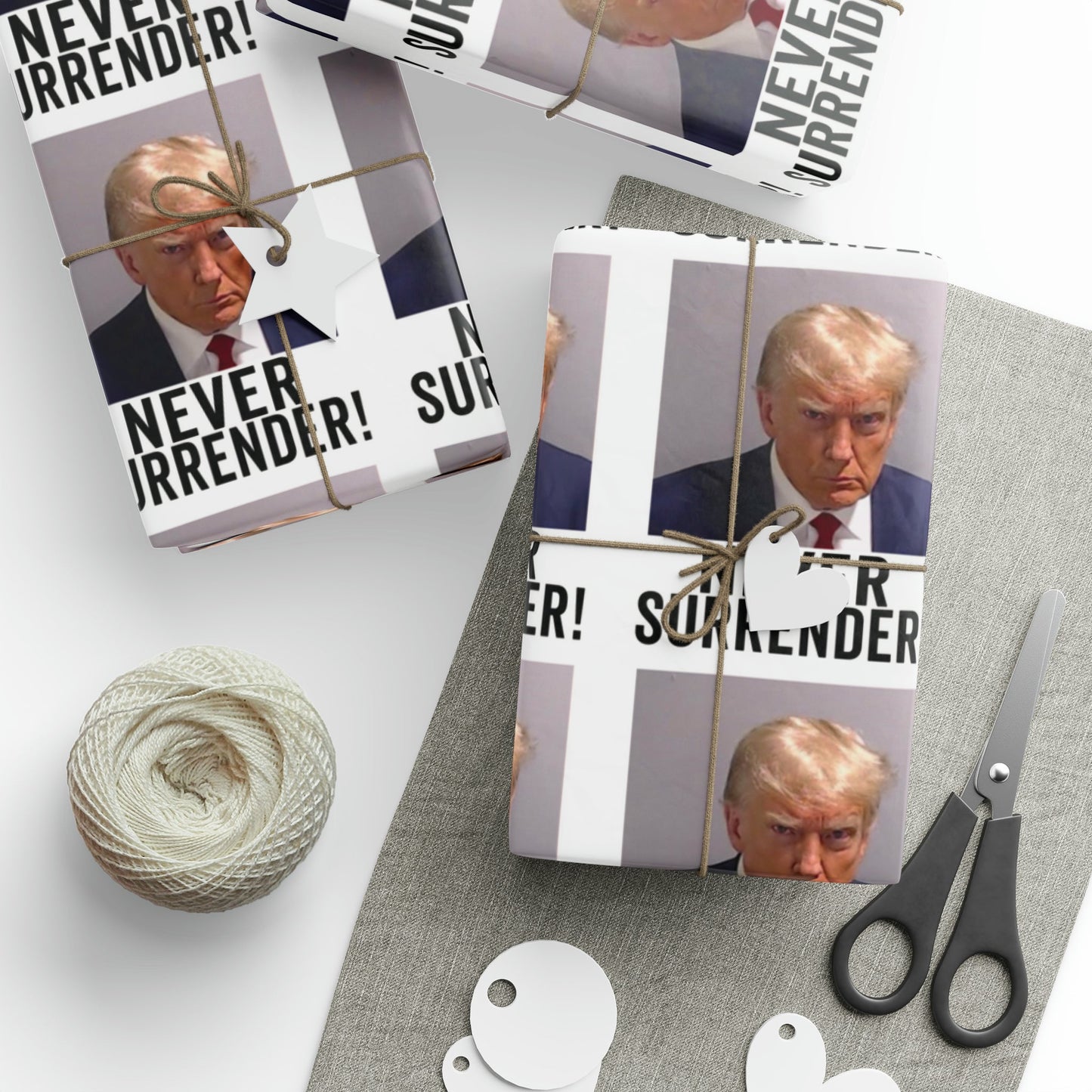 Trump Mugshot Gift Wrap Never Surrender Gift Wrap Trump 2024 Never Surrender Trump Wrapping Paper Trump Christmas Trump Birthday Gift Wrap