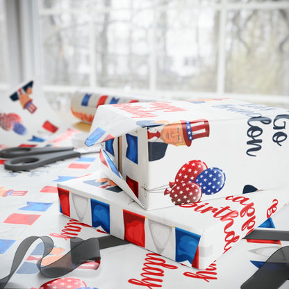 Top Trump Birthday Wrapping Paper for Gifts - Trump Maga Gift - Funny Let's Go Brandon Biden Trump Funny Wrapping Paper for Birthday Gifts