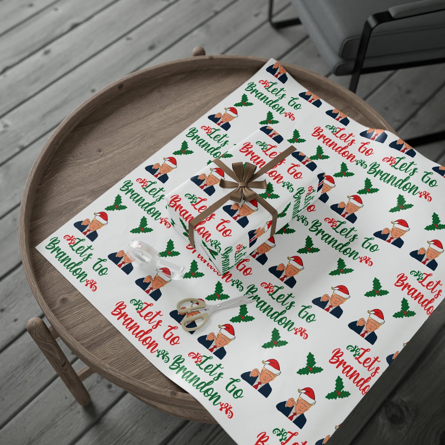 Top Trump Christmas Wrapping Paper for Gifts - Trump Maga Gift - Funny Let's Go Brandon Biden Trump Wrapping Paper Santa Trump Brandon Gift