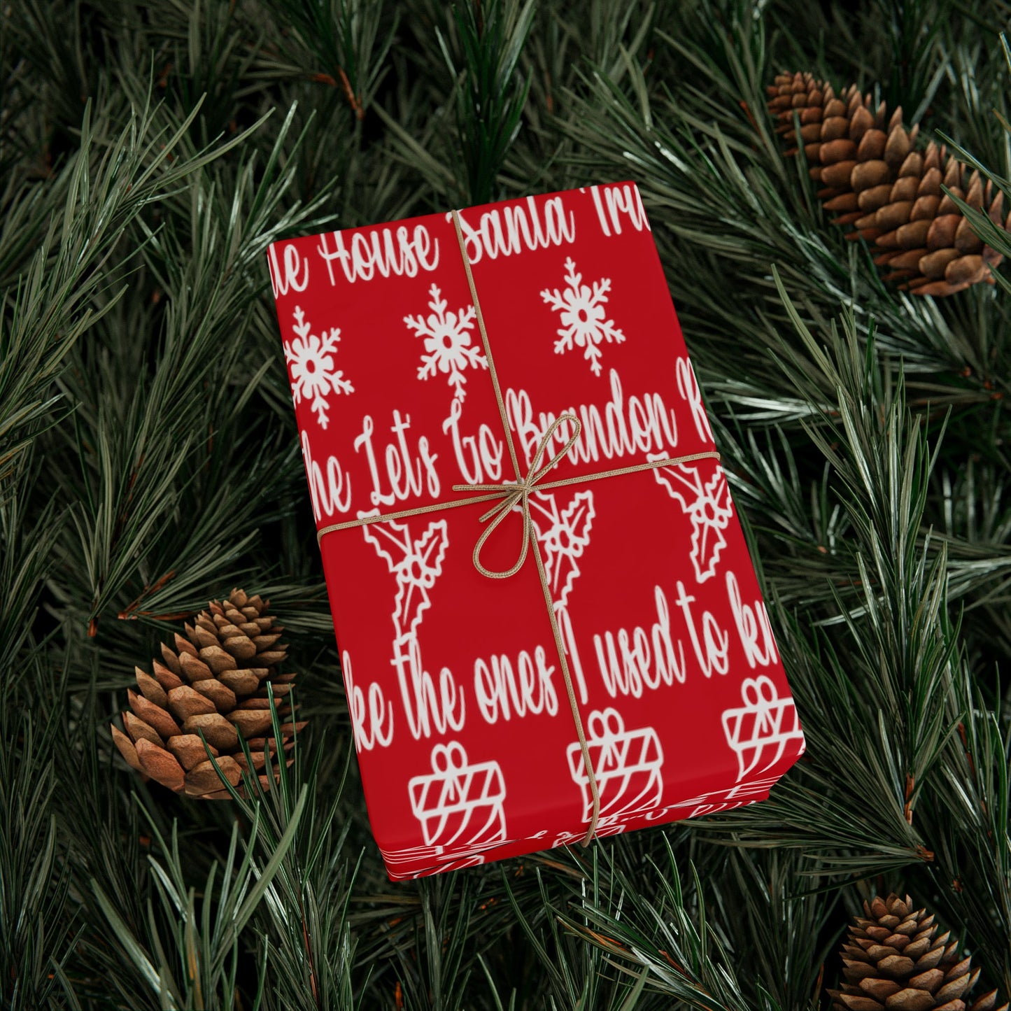 Let's Go Brandon Christmas Gift Wrap Red 2023 Version Pro Trump Gift Wrap Funny Christmas Songs Red Christmas Wrap - Maga Trump 2024