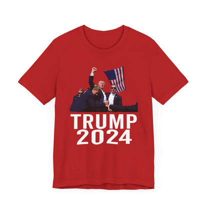 Trump 2024 Shot Picture Shirt Bella Canvas 3001 Unisex T-Shirt Vote Trump King Trump Fist Photo Pro Trump Never Surrender Shirt 2024