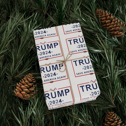 Great Trump Christmas Gift Trump Wrapping Paper Trump 2024 Save America Again Christmas Candy Cane Gift Wrap Funny Surprise Let's Go Brandon