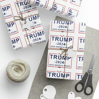 Great Trump Christmas Gift Trump Wrapping Paper Trump 2024 Save America Again Christmas Candy Cane Gift Wrap Funny Surprise Let's Go Brandon