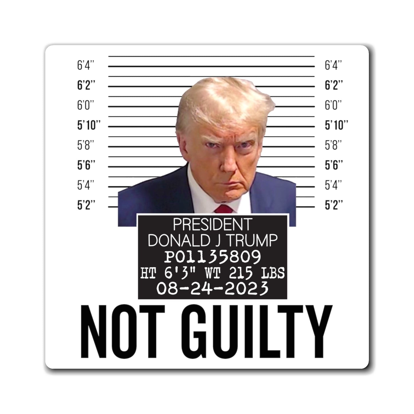 Not Guilty Trump Magnet Georgia Mugshot Trump Mugshot Magnet - Trump Magnet Trump MAGA Trump Georgia Pro Trump President Trump Gift