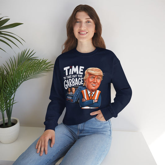 Funny President Trump Sweatshirt, Trump Garbage, Trump Won, Trump Gift, Trump Throw out the Garbage, Unisex Heavy Blend Crewneck Sweatshirt