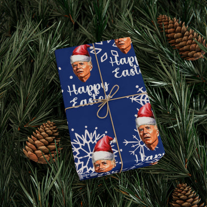 Comically Confused Biden Christmas Blue Wrapping Paper Happy Easter - Santa Biden - Let's Go Brandon Pro Trump Wrapping Paper