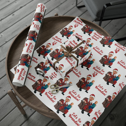 Greatest Trump Gift Wrap for Christmas - Let's Go Brandon Gift Wrap - Santa Trump Confused Biden Sitting on Lap MAGA Gift Wrap Xmas