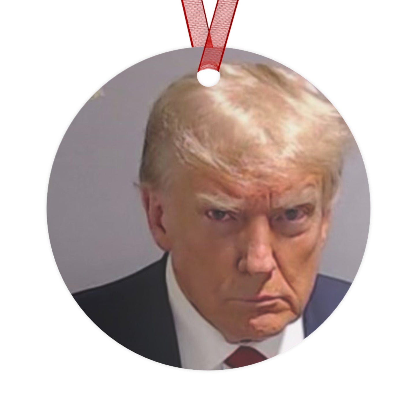 The Trump Mugshot 2023 Keepsake Metal Ornaments Double Sided - Trump Ornament Trump Christmas Trump Keepsake Trump Gift Trump Georgia Photo