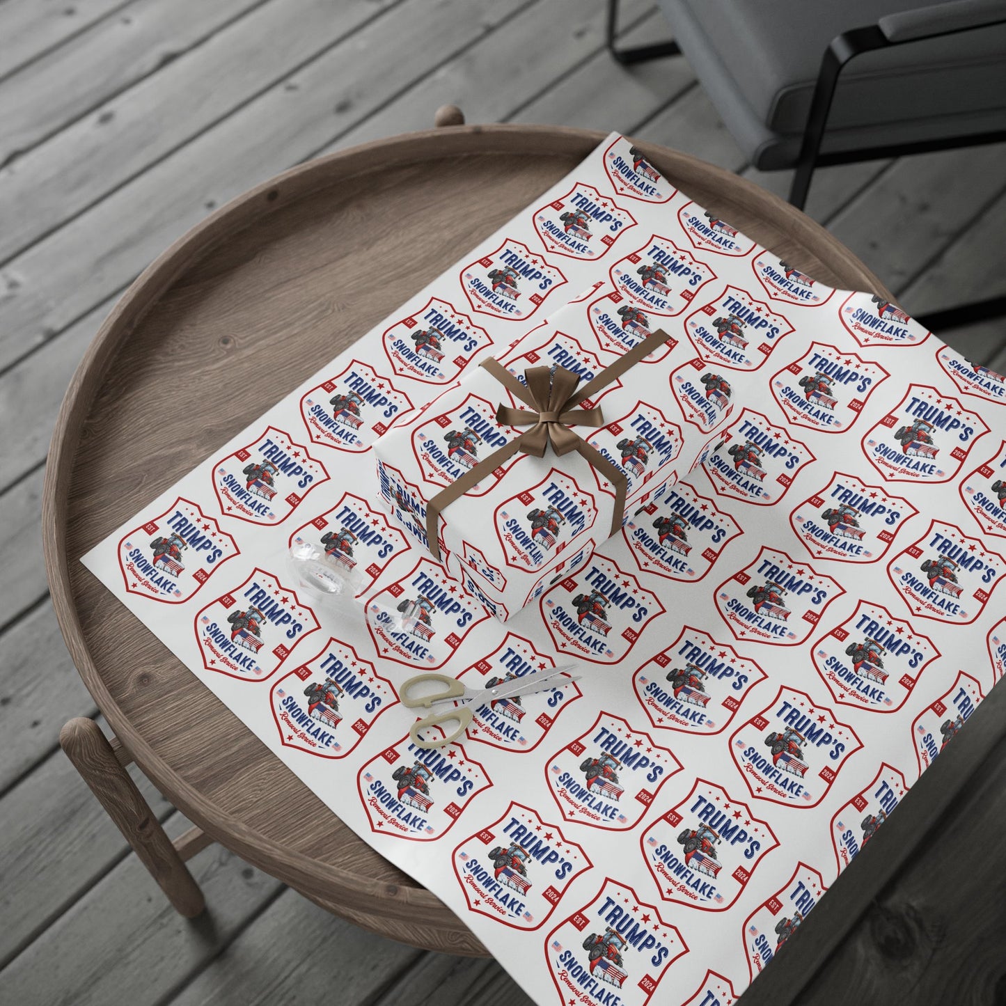 Funny Trump Gift Wrap,  Trump Snowflake Removal Service, Trump Wrapping Paper for Gifts, Maga Gift Wrap Christmas, President Trump Won 2024