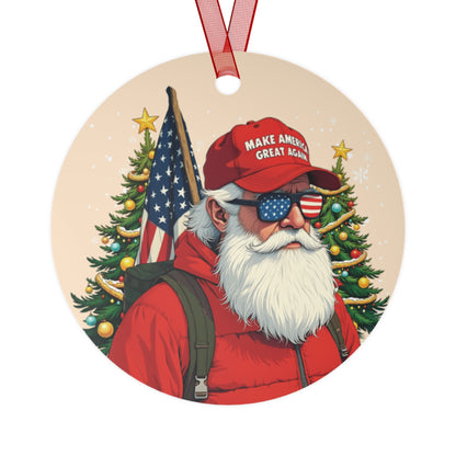 Santa MAGA Ornament, Santa Trump, Santa Maga Hat, Lightweight Durable Double Sided Metal Ornament, Trump Christmas Ornament, Pro Trump Won