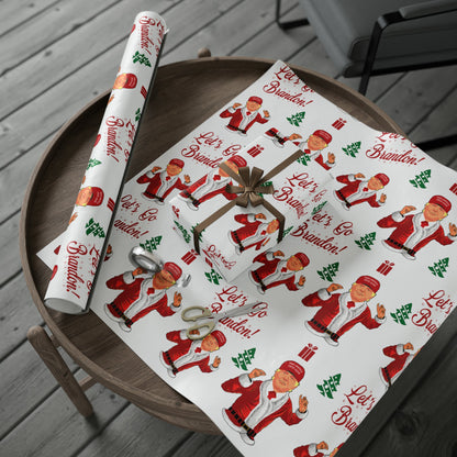 Jolly Trump Gift Wrap for Christmas - Let's Go Brandon Gift - Joe Let's Go Brandon - Santa Trump White Wrapping Paper Christmas Trump Wrap