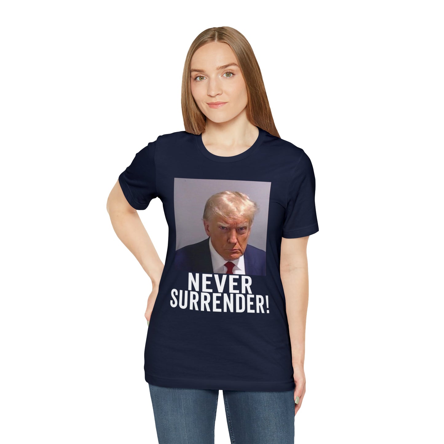 Georgia Trump Mugshot Shirt Bella Canvas 3001 Unisex T-Shirt Trump Mugshot Trump Georgia Trump Never Shirt