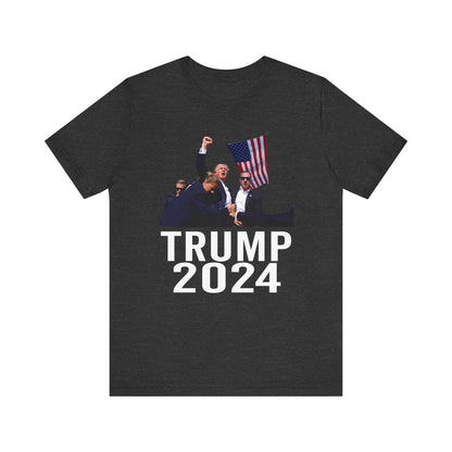 Trump 2024 Shot Picture Shirt Bella Canvas 3001 Unisex T-Shirt Vote Trump King Trump Fist Photo Pro Trump Never Surrender Shirt 2024