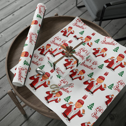 Jolly Trump Gift Wrap for Christmas - Let's Go Brandon Gift - Joe Let's Go Brandon - Santa Trump White Wrapping Paper Christmas Trump Wrap