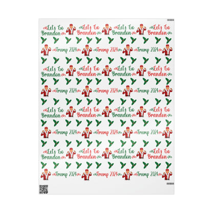 Christmas Trump 2024 Let's Go Brandon Wrapping Paper for Gifts - Trump Gift Wrap Let's Go Brandon Biden Trump 2024 Holly Gift Wrapping Paper