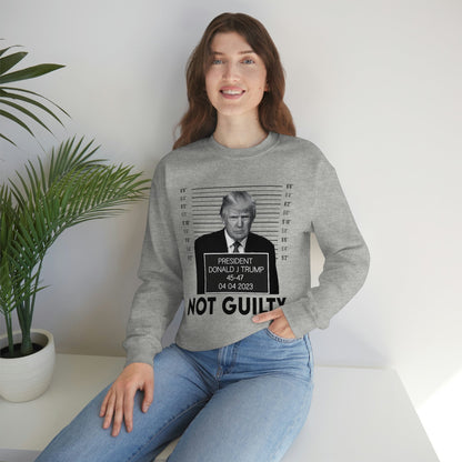 Trump Mugshot Not Guilty Sweatshirt Unisex Heavy Blend Crewneck Sweatshirt