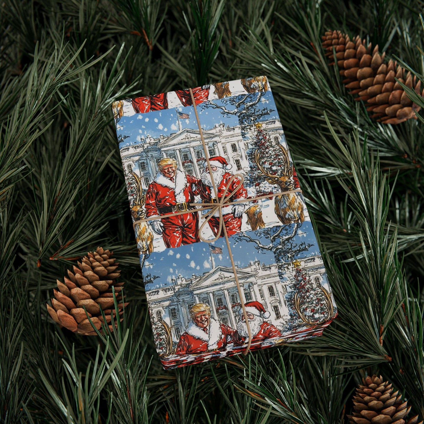 Vintage Style Trump and Santa, Christmas Trump Gift Wrap, Trump Wrapping Paper for Gifts, Maga Gift Wrap Christmas Trump 2024, Trump Won