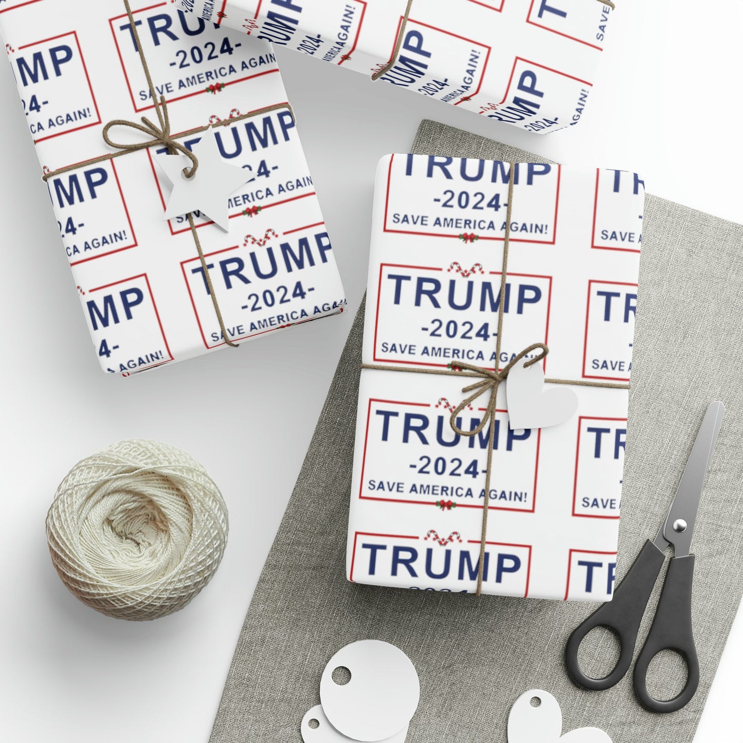 Great Trump Christmas Gift Trump Wrapping Paper Trump 2024 Save America Again Christmas Candy Cane Gift Wrap Funny Surprise Let's Go Brandon