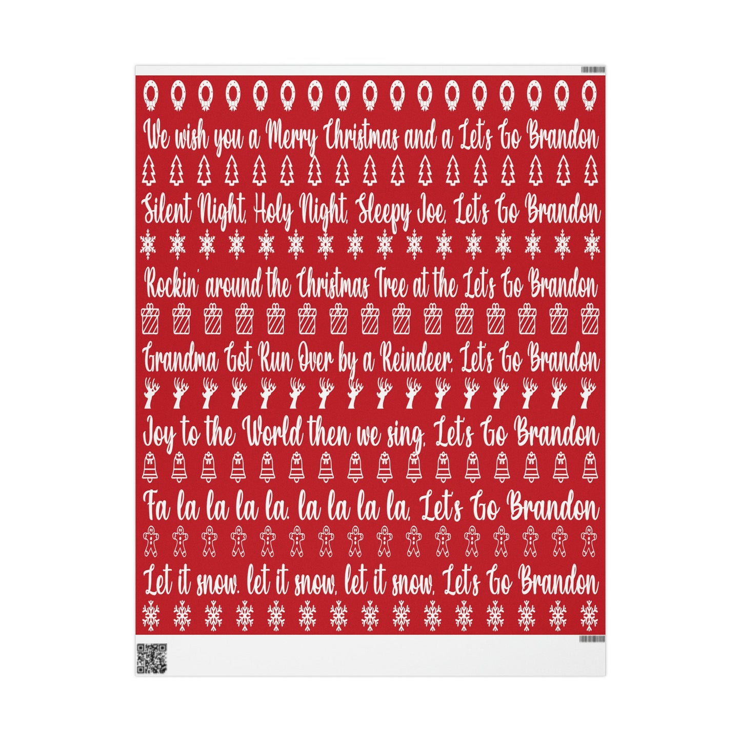 Funny Let's Go Brandon Christmas Gift Wrap Red - Brandon Gift Wrap - Funny Trump Christmas Songs Red Christmas Wrap - Great Funny Surprise