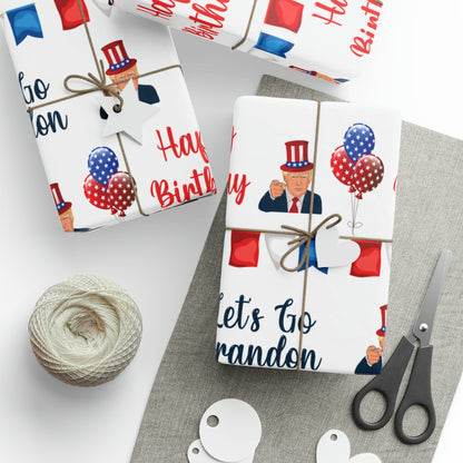 Top Trump Birthday Wrapping Paper for Gifts - Trump Maga Gift - Funny Let's Go Brandon Biden Trump Funny Wrapping Paper for Birthday Gifts